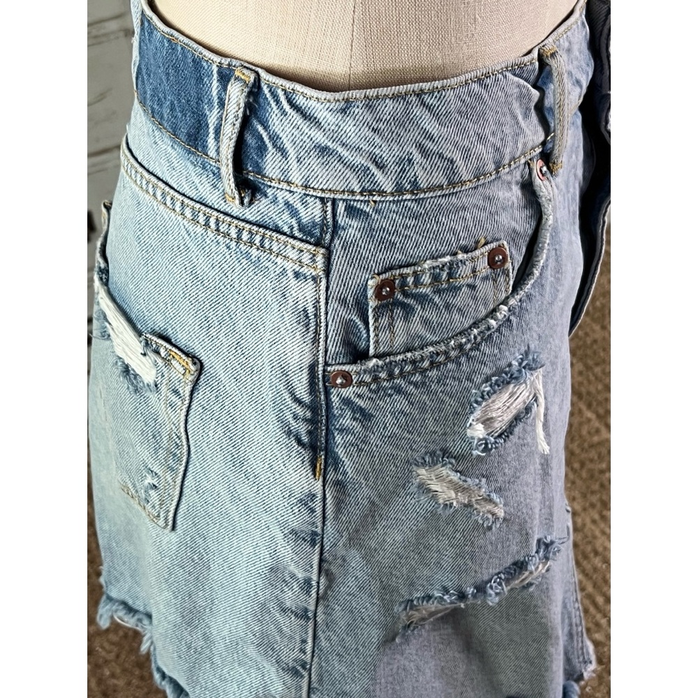 Anthropologie Destroyed Denim Mini Skirt 14 - Picture 4 of 12